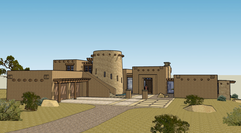 On the drawing board new projects Adobe House design for Taos New Mexico